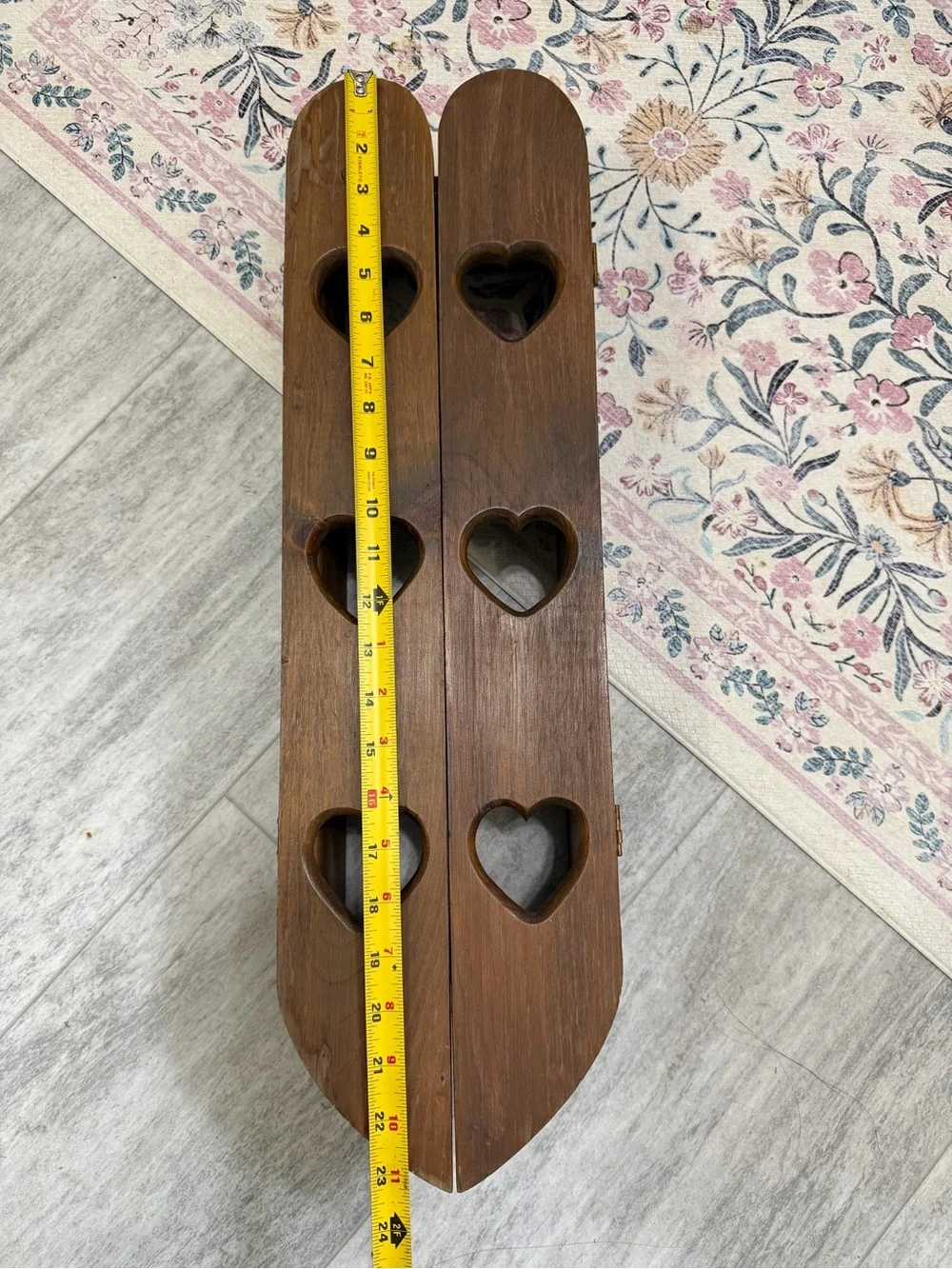 Vintage Wood Cabinet Shelf Heart Doors Wall Hung Nick Nack Grandmacore